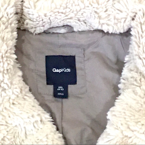 Cotton lined Sherpa style pea coat jacket Gap — ivory cream creme color - Picture 3 of 8